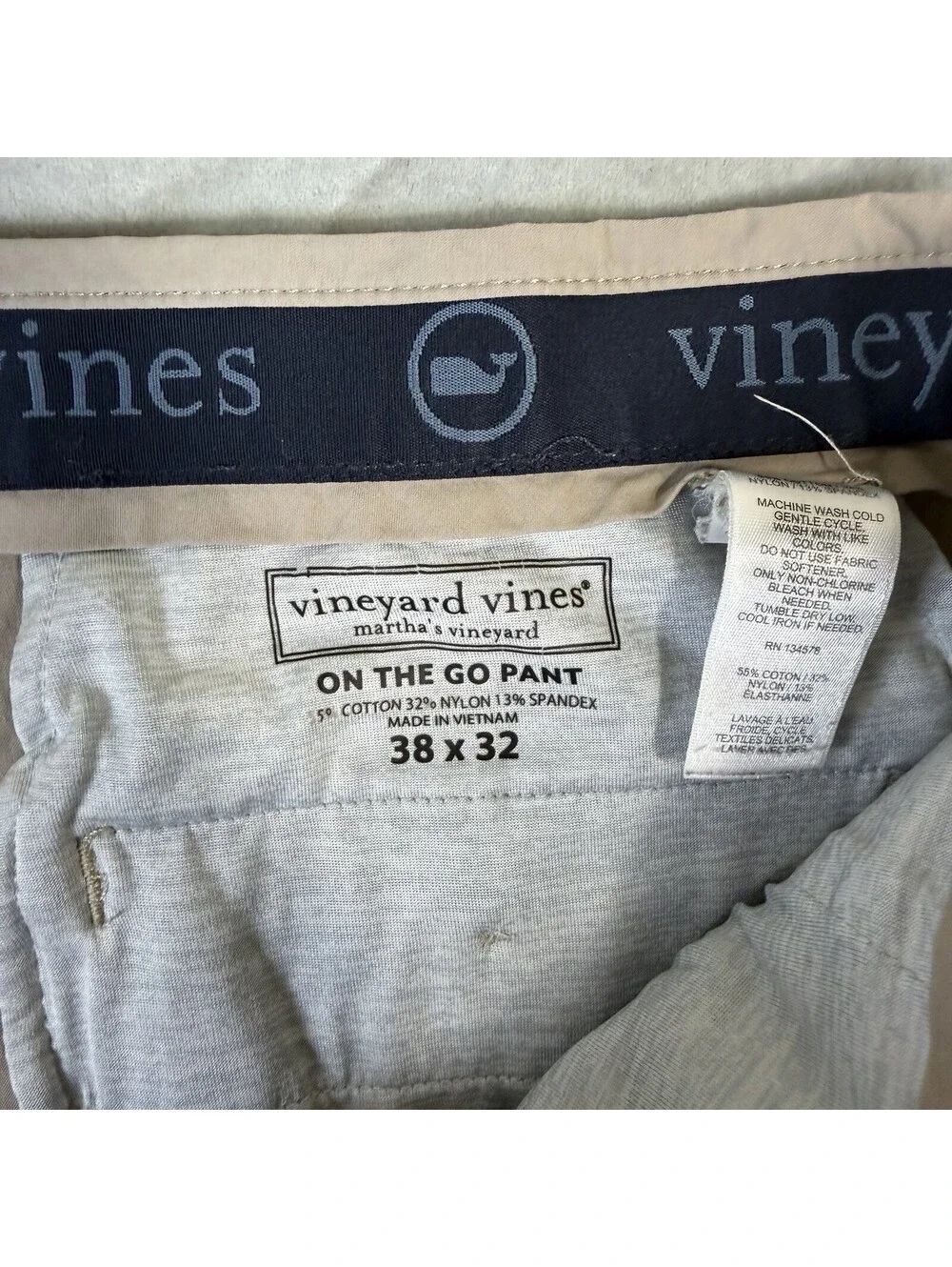 Vineyard Vines  On The Go Pants Mens 38x32 Beige OTG Pocket Stretch Performance